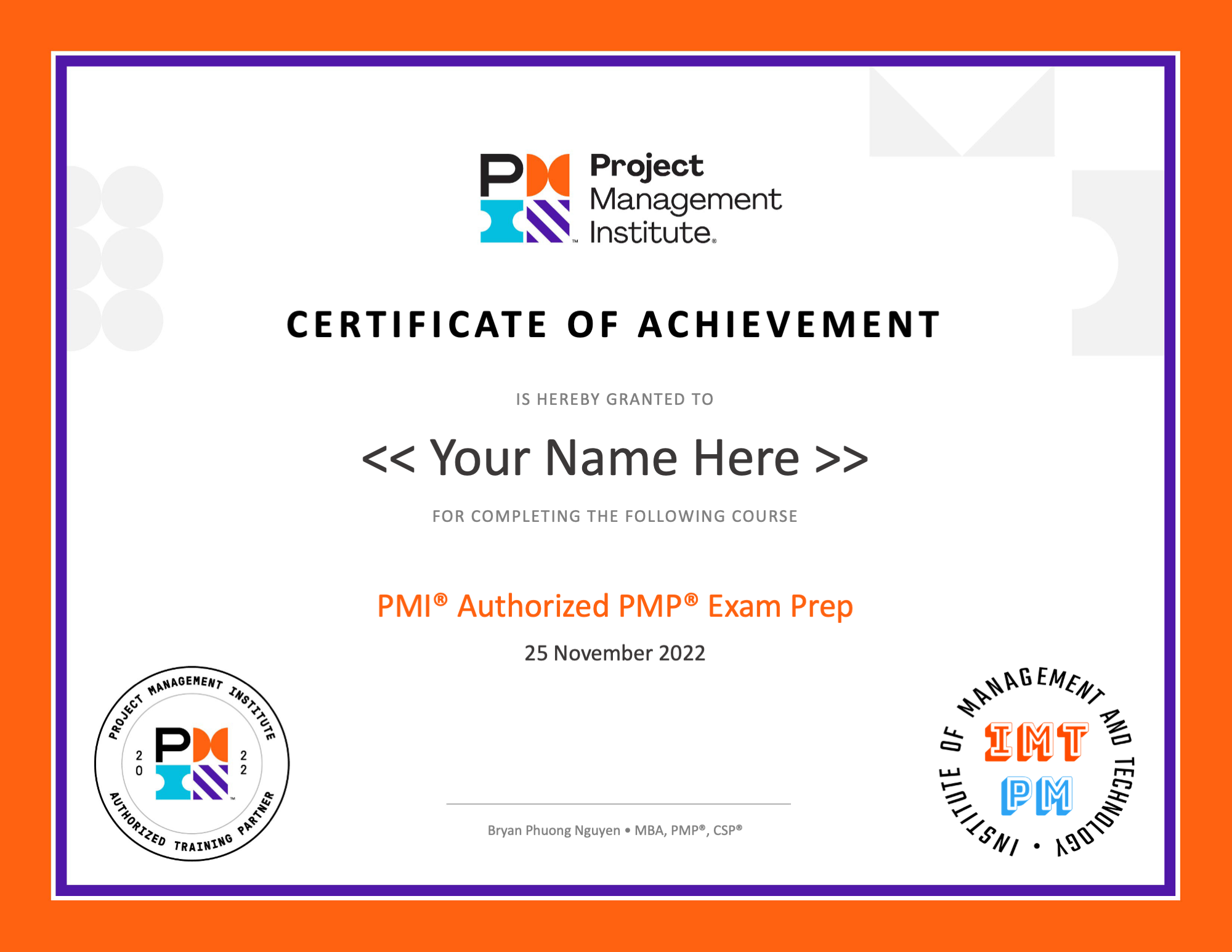 PMI® Authorized PMP® Exam Prep Course Syllabus - IMT-PM